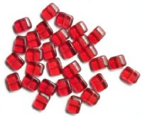 30 8x11mm Transparent Medium Red Tablet Pillow Beads